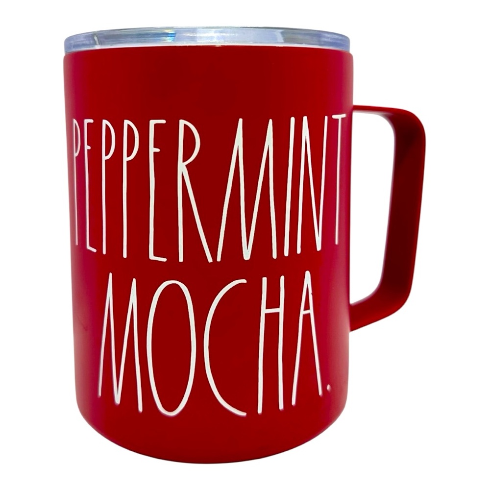 EUC RAE DUNN Peppermint Mocha Stainless Coffee‎ Cup with Lid